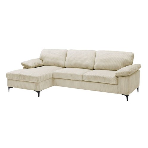 CYRIL Καναπές Δεξιά Γωνία, Ύφασμα Κοτλέ Μπεζ Μπεζ-Tortora-Sand-Cappuccino