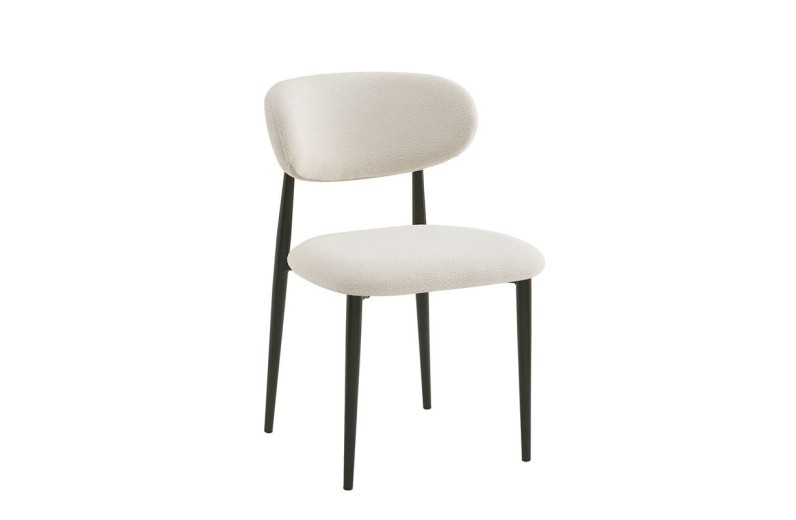 POINT Καρέκλα Τραπεζαρίας Μέταλλο Βαφή Μαύρο, Ύφασμα Μπεζ Μαύρο