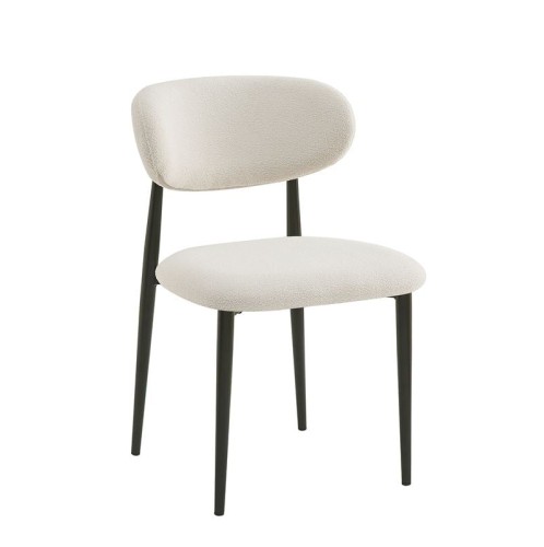 POINT Καρέκλα Τραπεζαρίας Μέταλλο Βαφή Μαύρο, Ύφασμα Μπεζ Μαύρο