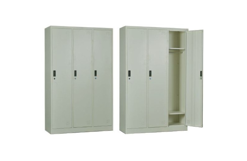 LOCKER 3 Θέσεων Ερμάριο - Ανά θέση: 3 Ράφια, Θέσεις για Κρεμάστρες, Μέταλλο Βαφή Άσπρο