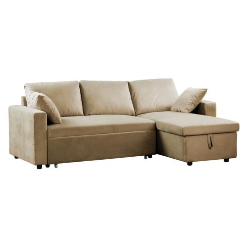 MONTREAL Καναπές Κρεβάτι Γωνία Αναστρέψιμη με Αποθηκευτικό Χώρο, Velure Μπεζ Μπεζ-Tortora-Sand-Cappuccino