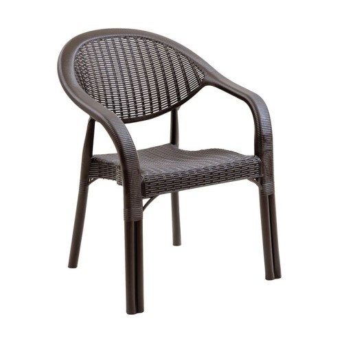 BAMBOO Pro Πολυθρόνα Κήπου - Βεράντας Στοιβαζόμενη, PP-UV (Rattan Look) Καφέ