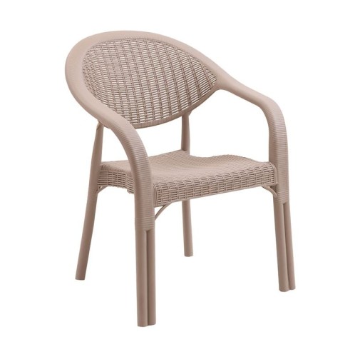 BAMBOO Pro Πολυθρόνα Κήπου - Βεράντας Στοιβαζόμενη, PP-UV (Rattan Look) Cappuccino Μπεζ-Tortora-Sand-Cappuccino