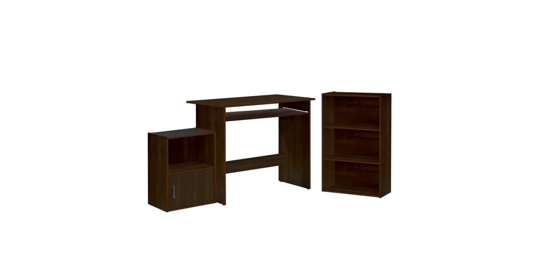 DECON Set Γραφείο Καρυδί: Γραφείο 90x50x75cm Βιβλιοθήκη 50x23x80cm Ντουλάπι 41x29x54cm