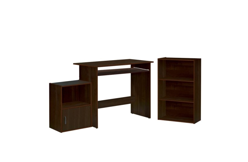 DECON Set Γραφείο Καρυδί: Γραφείο 90x50x75cm Βιβλιοθήκη 50x23x80cm Ντουλάπι 41x29x54cm