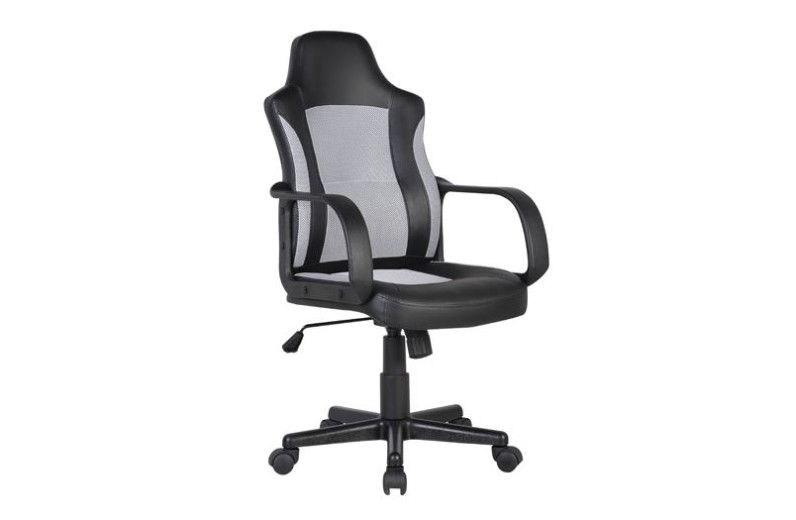 BF2850 Πολυθρόνα Γραφείου Διευθυντή, Mesh Γκρι, PU Μαύρο Γκρι