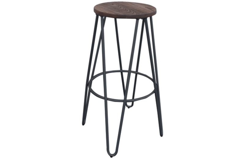 ARCO Wood Σκαμπό Bar, Μέταλλο Βαφή Μαύρο, Ξύλο Απόχρωση Dark Oak Καρυδί
