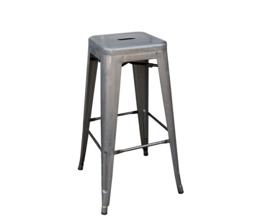 RELIX Σκαμπό Bar-Pro H.67cm, Στοιβαζόμενο, Μέταλλο Βαφή Metal με Διακοσμητική Σκουριά Γκρι