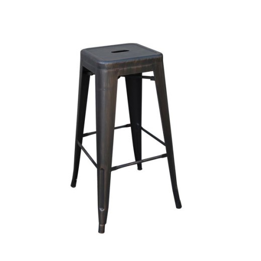 RELIX Σκαμπό Bar-Pro H.67cm, Στοιβαζόμενο, Μέταλλο Βαφή Antique Black Μαύρο