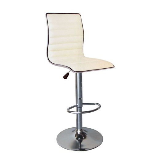 ALFI Σκαμπό BAR με Πλάτη, Βάση Χρώμιο, PU Άσπρο Ρύθμιση Ύψους, Περιστρεφόμενο Άσπρο