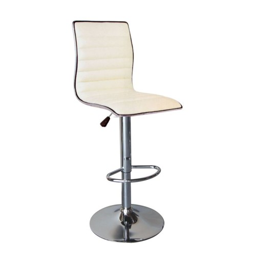 ALFI Σκαμπό BAR με Πλάτη, Βάση Χρώμιο, PU Άσπρο Ρύθμιση Ύψους, Περιστρεφόμενο Άσπρο