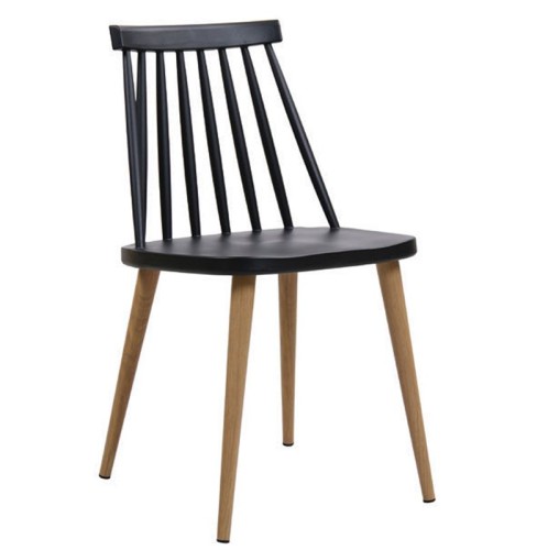 LAVIDA Καρέκλα Τραπεζαρίας Κουζίνας, Μέταλλο Βαφή Φυσικό PP Μαύρο Μαύρο