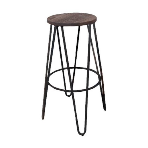 ARCO Wood Σκαμπό Bar, Μέταλλο Βαφή Antique Black, Ξύλο Απόχρωση Dark Oak Καρυδί