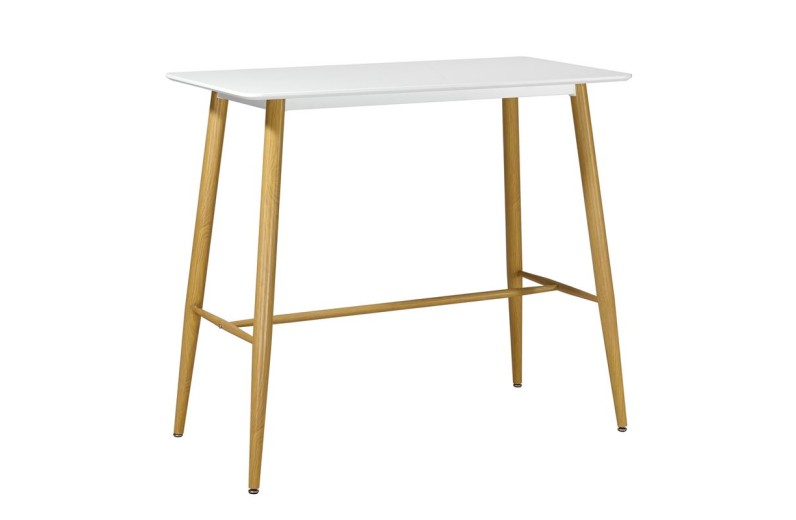 LAVIDA Τραπέζι BAR Μέταλλο Βαφή Φυσικό, Άσπρο MDF Άσπρο