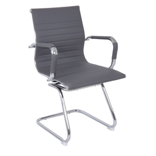 BF3300V Πολυθρόνα Γραφείου Επισκέπτη, Μέταλλο Βάση Χρώμιο PU Γκρι (2τμχ)