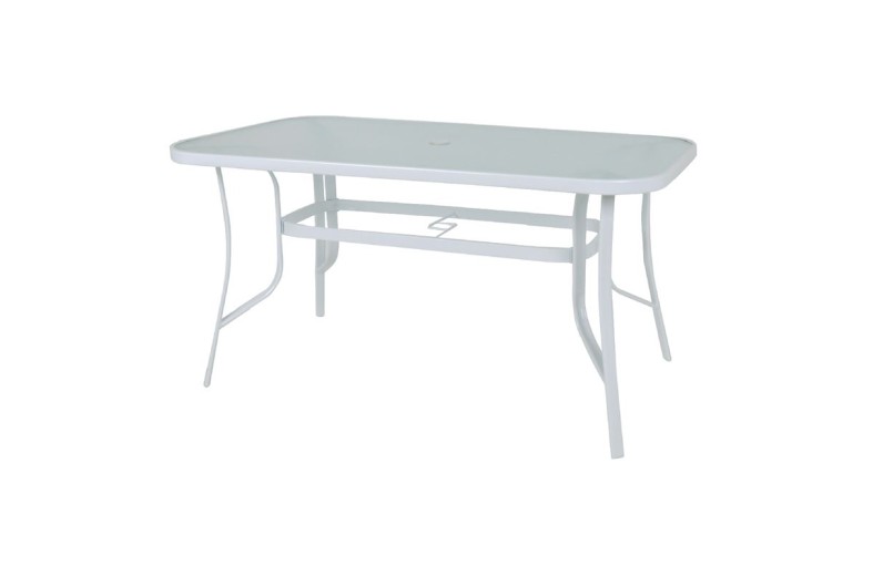 RIO Τραπέζι Κήπου - Βεράντας, Μέταλλο Βαφή Άσπρο, Γυαλί