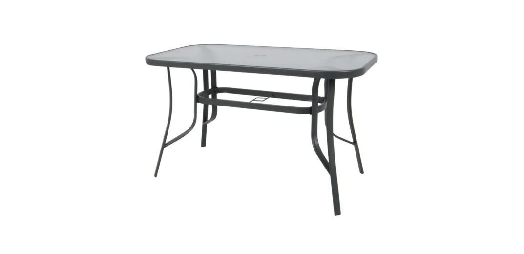 RIO Τραπέζι Κήπου - Βεράντας, Μέταλλο Βαφή Ανθρακί, Γυαλί