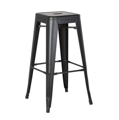 RELIX Σκαμπό Bar-Pro, Στοιβαζόμενο, Μέταλλο Βαφή Μαύρο Matte