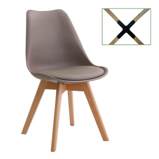 MARTIN Καρέκλα Metal Cross, Ξύλο PP Sand Beige, Μονταρισμένη Ταπετσαρία Μπεζ-Tortora-Sand-Cappuccino