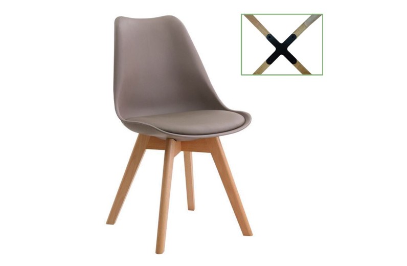 MARTIN Καρέκλα Metal Cross, Ξύλο PP Sand Beige, Μονταρισμένη Ταπετσαρία Μπεζ-Tortora-Sand-Cappuccino