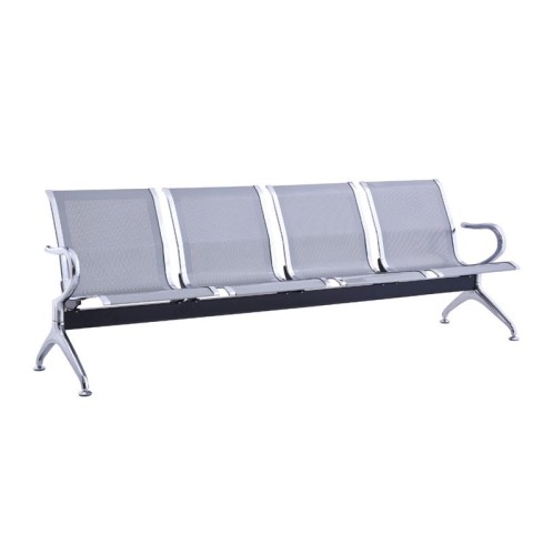 Κάθισμα Αναμονής - Υποδοχής 4 Θέσεων, Μέταλλο Χρώμιο Mesh Γκρι Γκρι
