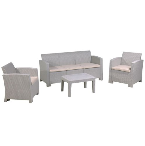 SAVANNA Set Σαλόνι Κήπου Βεράντας  K/D, PP-UV Sand Grey Μαξιλάρια Μπεζ Γκρι