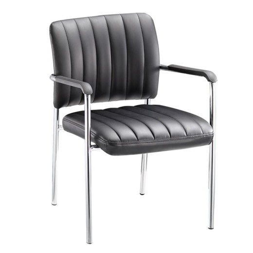 DENIM Πολυθρόνα Γραφείου Επισκέπτη Χρώμιο, Pu Μαύρο (5τμχ)