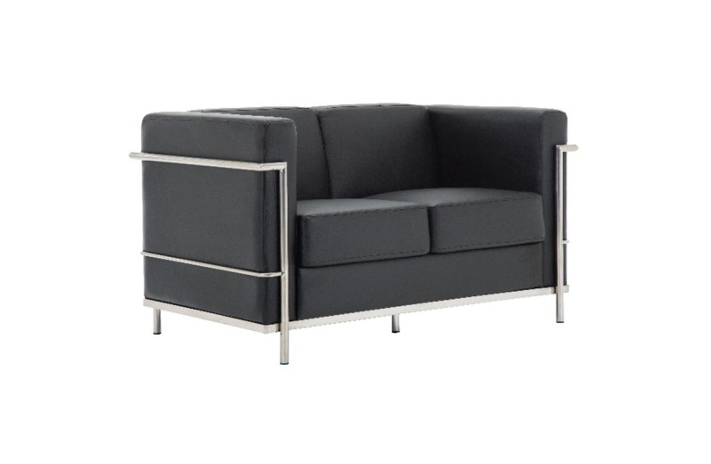 GENOVA Καναπές Σαλονιού Καθιστικού 2Θέσιος, Inox Pu Μαύρο