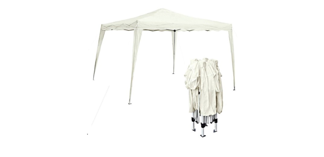 GAZEBO Πτυσσόμενο Μέταλλο Βαφή Άσπρο, Ύφασμα Άσπρο