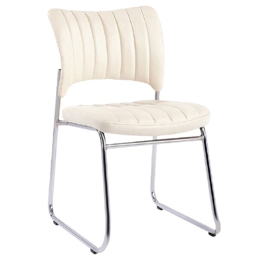 VENUS Καρέκλα Γραφείου Επισκέπτη, Στοιβαζόμενη Μέταλλο Χρώμιο, Pu Άσπρο