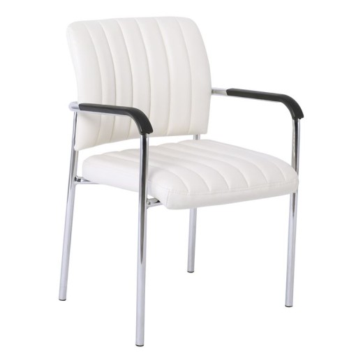 DENIM Πολυθρόνα Γραφείου Επισκέπτη Χρώμιο, Pu Άσπρο Εκρού (5τμχ)