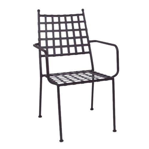 PATON Πολυθρόνα Κήπου Βεράντας, Μέταλλο Βαφή Sand Brown Mesh - Στοιβαζόμενη Καφέ