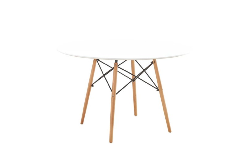 ART Wood Τραπέζι Τραπεζαρίας Κουζίνας, Πόδια Οξιά Φυσικό, Επιφάνεια MDF Άσπρο Άσπρο