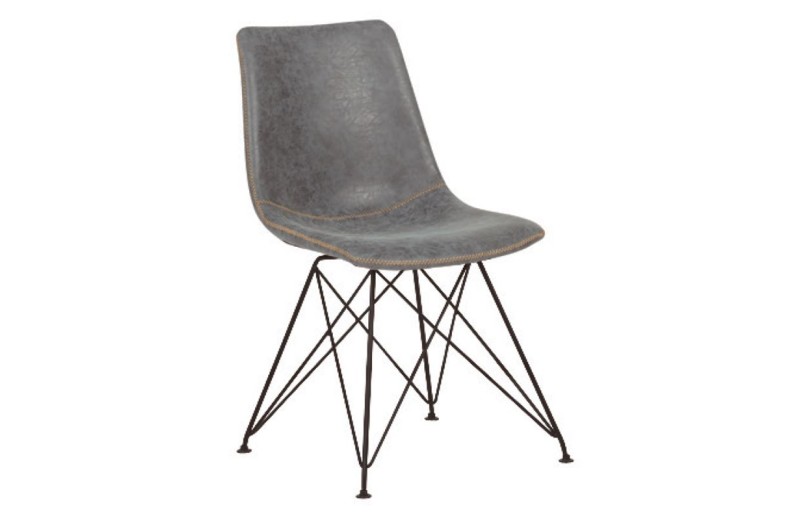 PANTON Καρέκλα Μέταλλο Βαφή Μαύρη, PU Vintage Grey Γκρι
