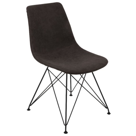 PANTON Καρέκλα Μέταλλο Βαφή Μαύρη, PU Vintage Black Μαύρο (4τμχ)