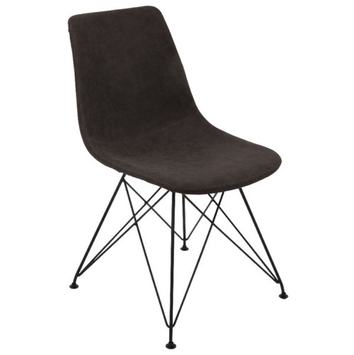 PANTON Καρέκλα Μέταλλο Βαφή Μαύρη, PU Vintage Black Μαύρο (4τμχ)