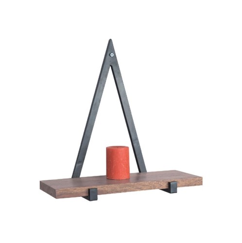 WALL Ράφι Τοίχου Μέταλλο Βαφή Μαύρο, Ξύλο Ακακία Φυσικό Μαύρο