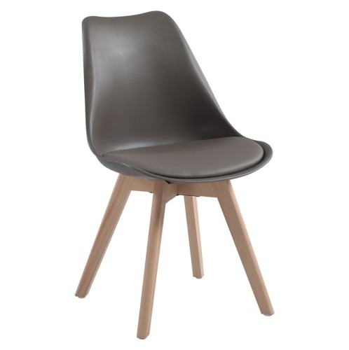 MARTIN Καρέκλα Τραπεζαρίας Metal Cross Ξύλο, PP Sand Beige, Αμοντάριστη Ταπετσαρία Μπεζ-Tortora-Sand-Cappuccino