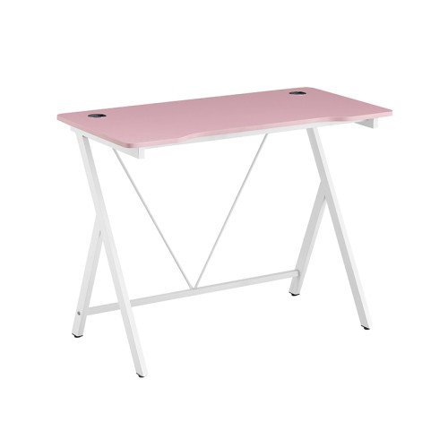 ΓΡΑΦΕΙΟ 100X50X75εκ.ΡΟΖ MDF/ΛΕΥΚΟ ΜΕΤΑΛΛΙΚΟ