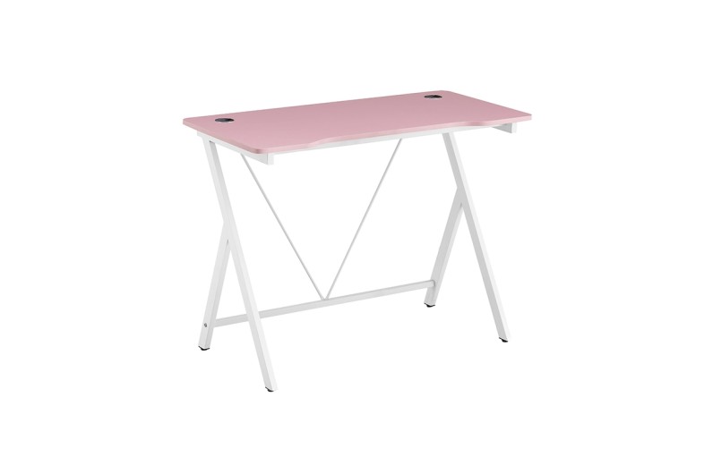 ΓΡΑΦΕΙΟ 100X50X75εκ.ΡΟΖ MDF/ΛΕΥΚΟ ΜΕΤΑΛΛΙΚΟ