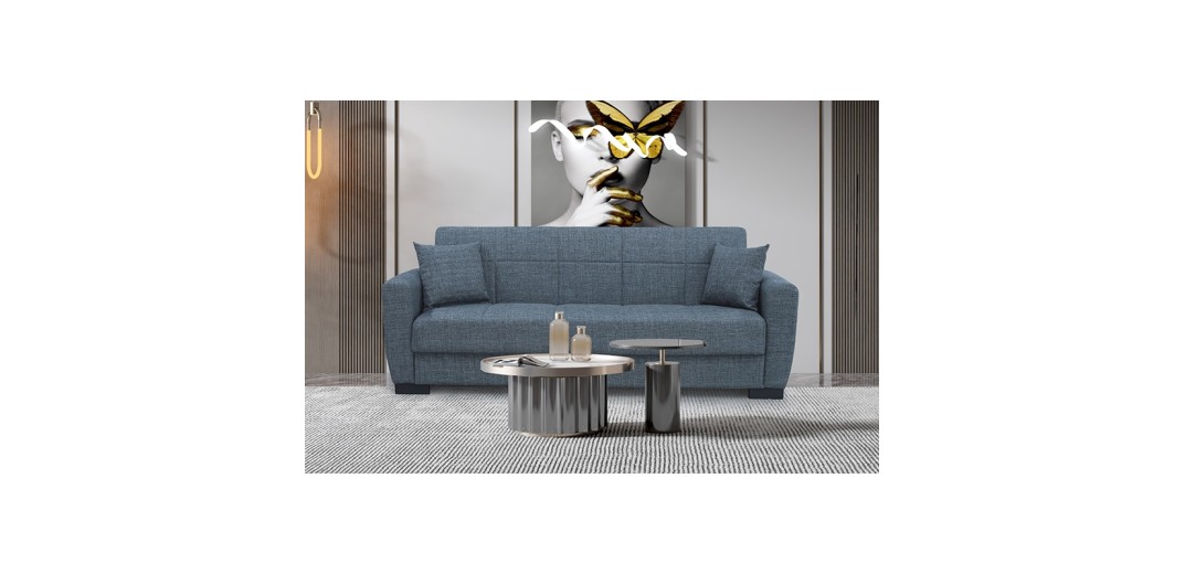 ANIMA GREY ΥΦΑΣΜΑ 3ΘΕΣΙΟΣ ΚΑΝΑΠΕΣ/ΚΡΕΒΑΤΙ ΜΕ ΑΠΟΘ.ΧΩΡΟ 210X80εκ.