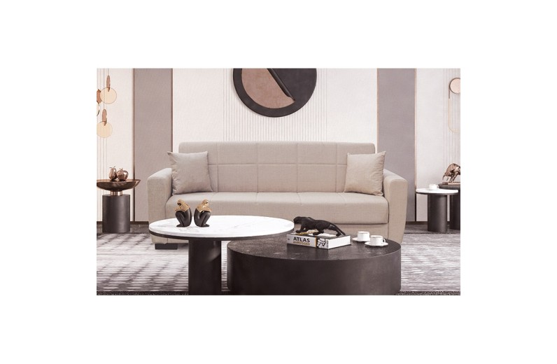 ANIMA LIGHT BROWN ΥΦΑΣΜΑ 3ΘΕΣΙΟΣ ΚΑΝΑΠΕΣ/ΚΡΕΒΑΤΙ ΜΕ ΑΠΟΘ.ΧΩΡΟ 210X80εκ.