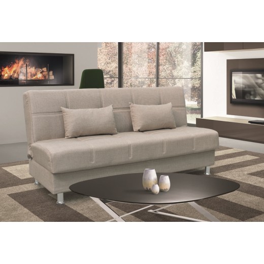 FELINA LIGHT BROWN ΥΦΑΣΜΑ 3ΘΕΣΙΟΣ ΚΑΝΑΠΕΣ/ΚΡΕΒΑΤΙ ΜΕ ΑΠΟΘ.ΧΩΡΟ 182X90εκ.