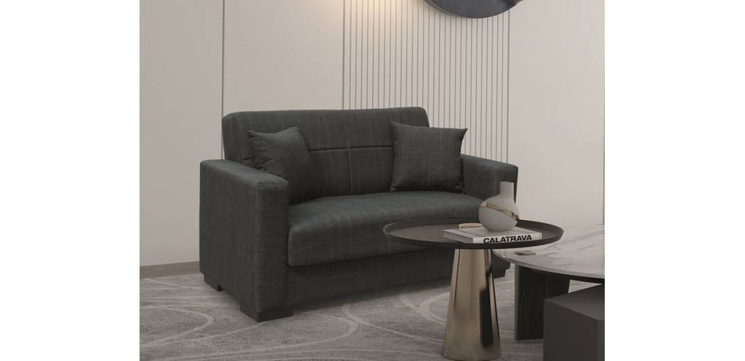 ROVER BLACK ΥΦΑΣΜΑ 2ΘΕΣΙΟΣ ΚΑΝΑΠΕΣ/ΚΡΕΒΑΤΙ ΜΕ ΑΠΟΘ.ΧΩΡΟ 150Χ80εκ.