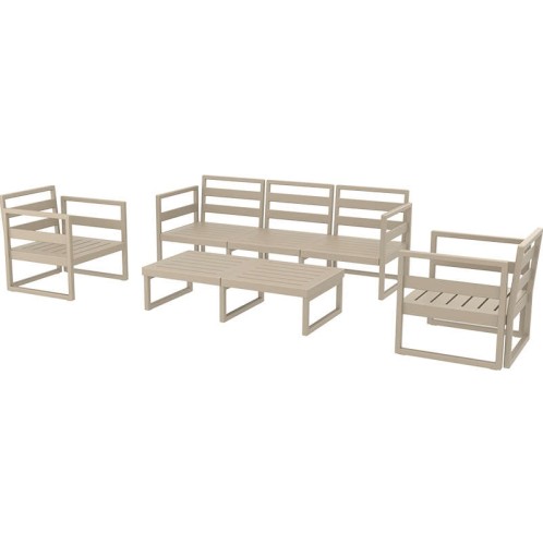 MYKONOS SET 3ΘΕΣ.TAUPE ΧΩΡΙΣ ΜΑΞ.(3ΘΕΣ.+2ΠΟΛ.+ΤΡΑΠ 130εκ.)