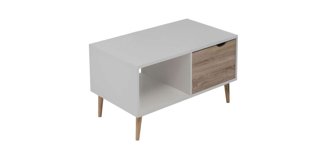 SIERA WHITE/S.OAK 100Χ60Χ38εκ.ΤΡΑΠΕΖΙ ΣΑΛΟΝΙΟΥ