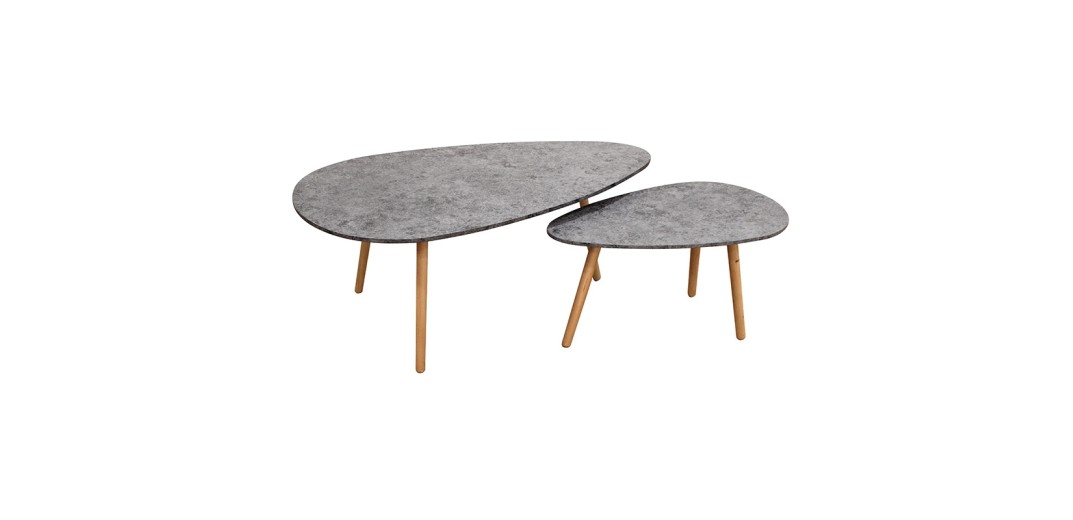 TAMY ΣΕΤ 2τμχ. CEMENT COLOR 116Χ65Χ45 & 75Χ43Χ40εκ. ΤΡΑΠΕΖΙ ΣΑΛΟΝΙΟΥ