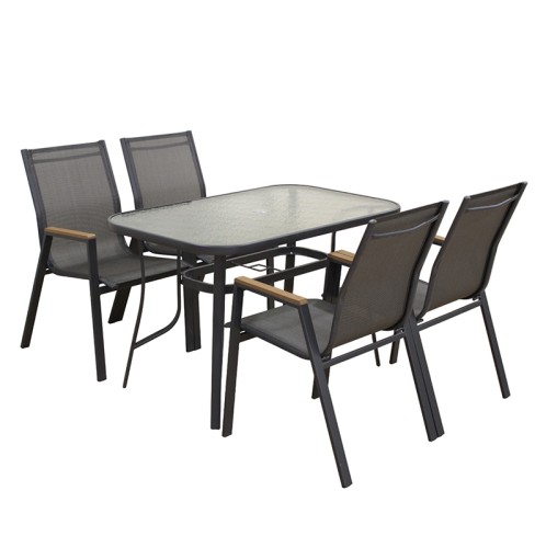 SELBY SET ΤΡΑΠΕΖΑΡΙΑΣ 5ΤΜΧ ΑΝΘΡΑΚΙ 120Χ70εκ.