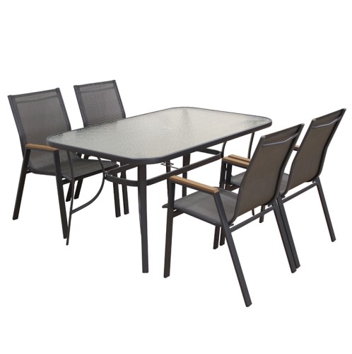 SELBY SET ΤΡΑΠΕΖΑΡΙΑΣ 5ΤΜΧ ΑΝΘΡΑΚΙ 150Χ90εκ.