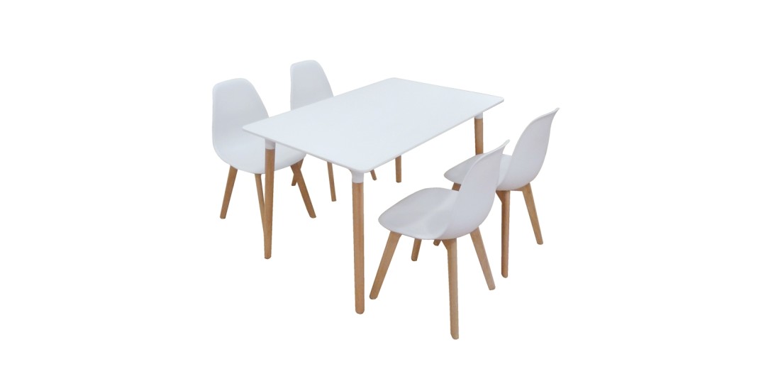 Σετ Τραπεζαρίας Loft Plus White Randy 5τμχ 120Χ80X72εκ.